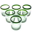 Emerald Green Rim 8 oz DOF Rock Glasses (set of 6)